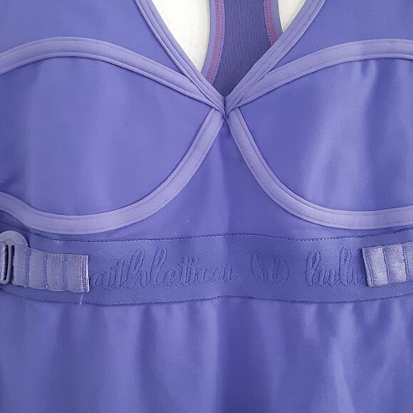 Lululemon All Out Tank Top Cinch Bust Underwire Sports Bra Purple Womens 6 - Picture 4 of 7